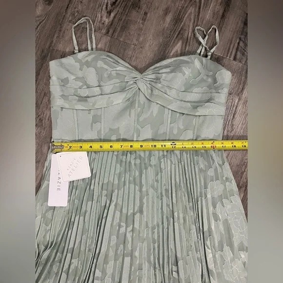 AZAZIE Akiko Pleated Maxi Formal Dress | Pistachio Green | NWT | Size 14 - Picture 5 of 10